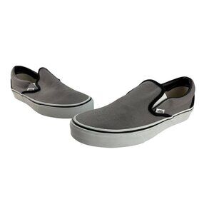 Vans Classic New Canvas Slip On Shoe in Gray + Black Men’s US 8 Women’s US 9.5